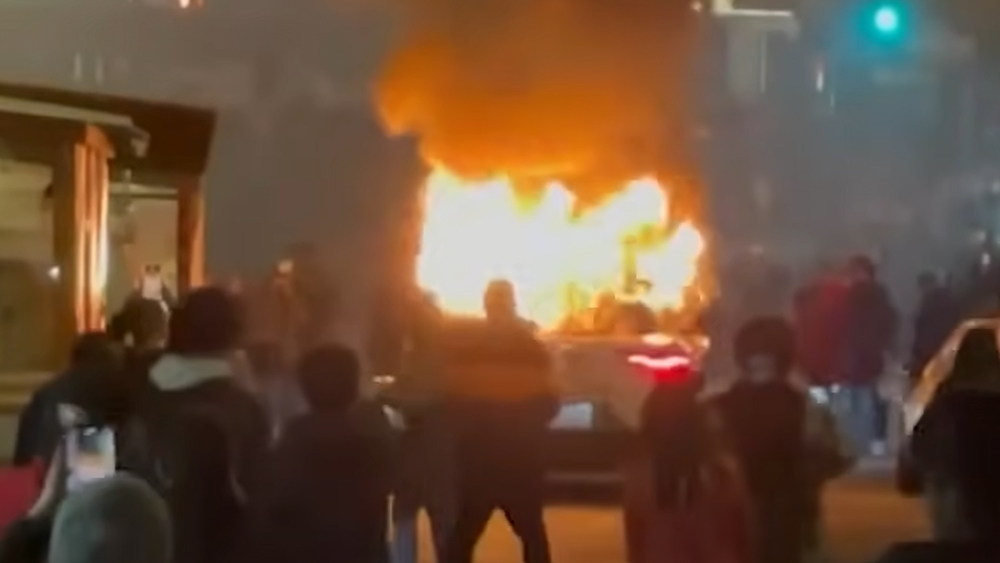 WATCH: Residents of San Francisco’s Chinatown set self-driving Waymo car ABLAZE in act of defiance against AI