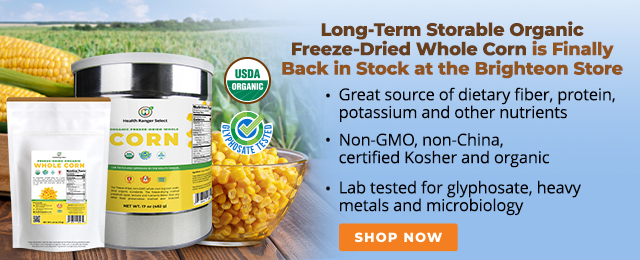 Long-Term Storable Organic Freeze-Dried Whole Corn is Finally Back in Stock at the Brighteon Store