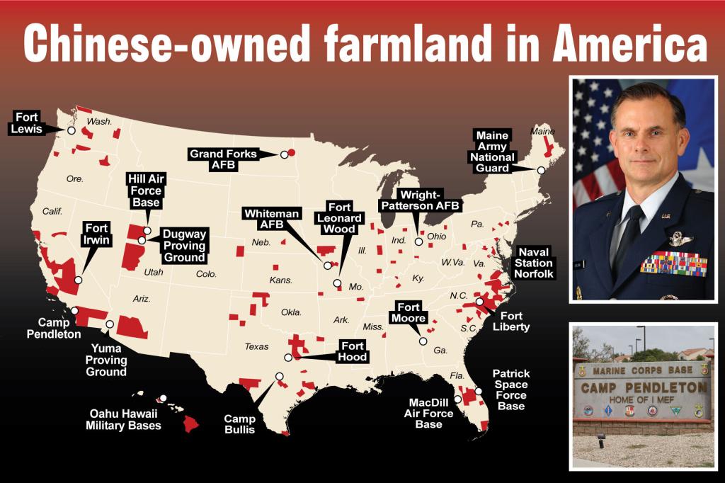 Chinese-owned farmland next to 19 US military bases