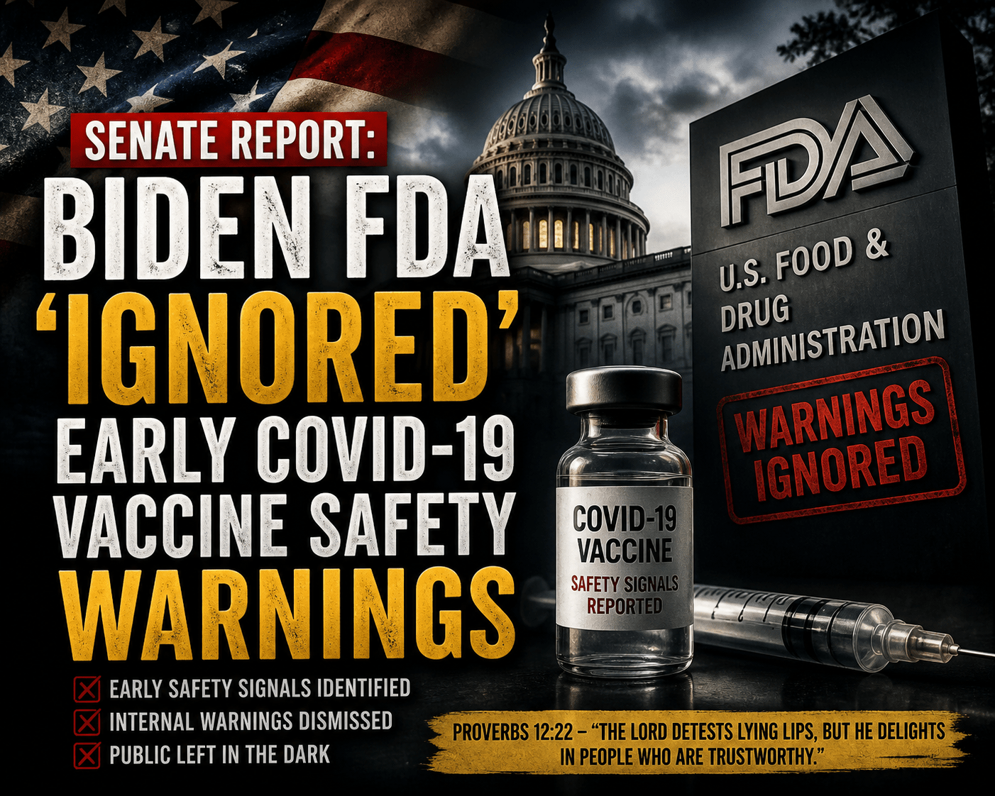 Senate Bombshell: FDA Ignored Vaccine Risks – Finish The Race