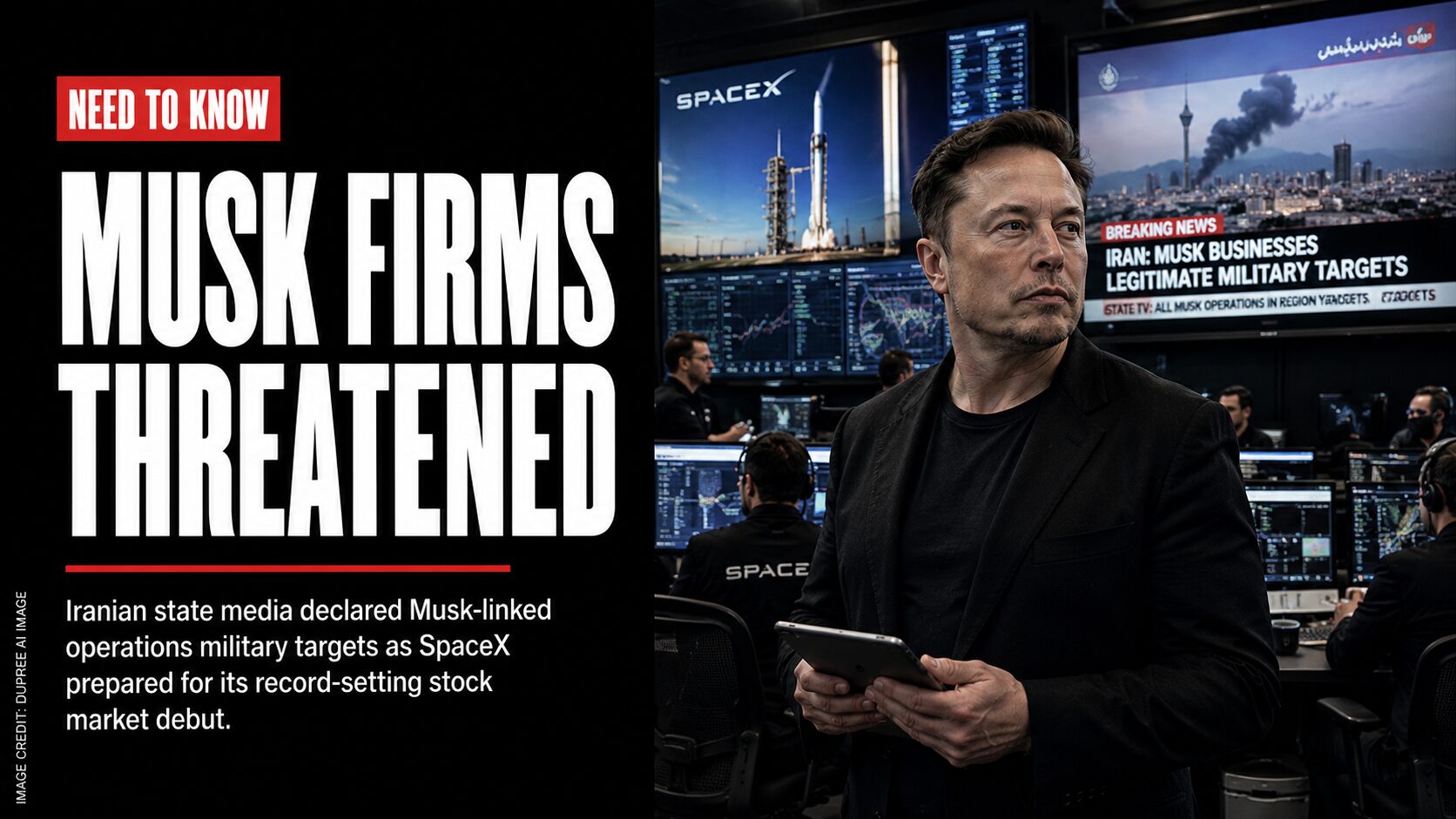 Iran Declares Musk's Empire a Target as SpaceX Prices Record IPO