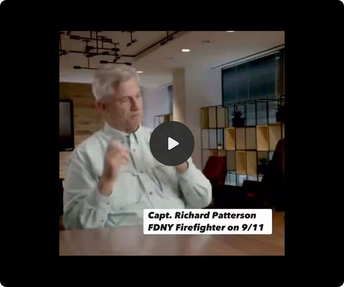 Richard Gage, AIA - Architect (@richardgage911): "[RG911Team] FDNY firefighters who survived 9/11 have a disturbing story to tell.   One that has been censored for years.  But will anyone listen?  We will.  If you know a retired firefighter who is finally ready to speak out about 9/11, contact us. Their stories need to be heard."