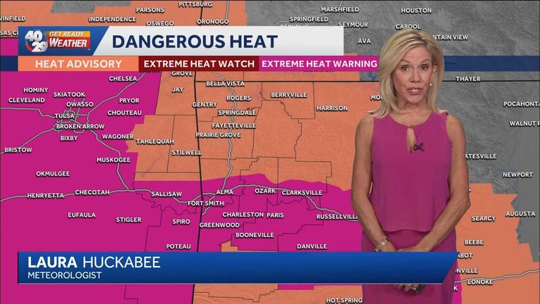Heat Index Expected to Reach 108 °F in Northwest Arkansas and 112 °F in River Valley