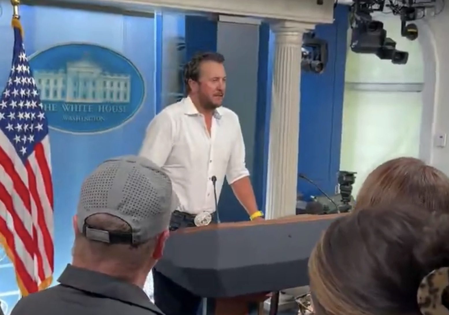 Luke Bryan Makes Surprise Appearance In The White House Press Briefing Room | Whiskey Riff