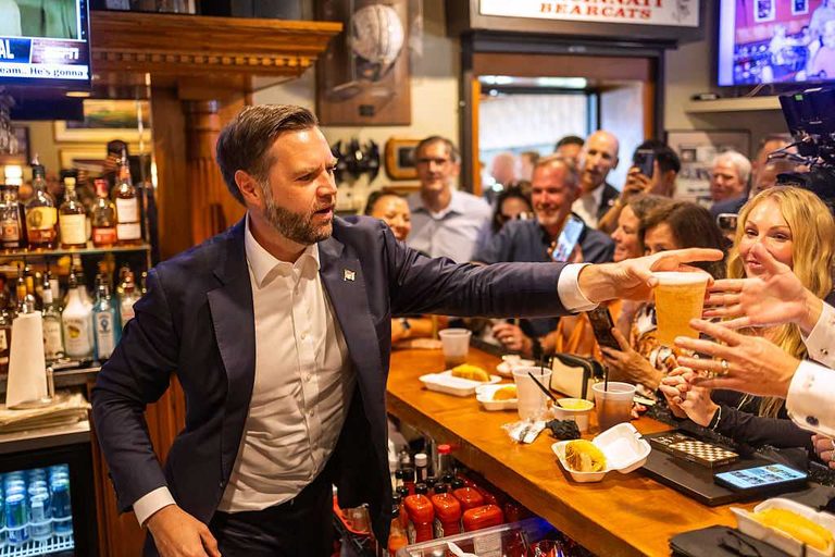 Vice President JD Vance greets supporters at Price Hill Chili during Cincinnati visit