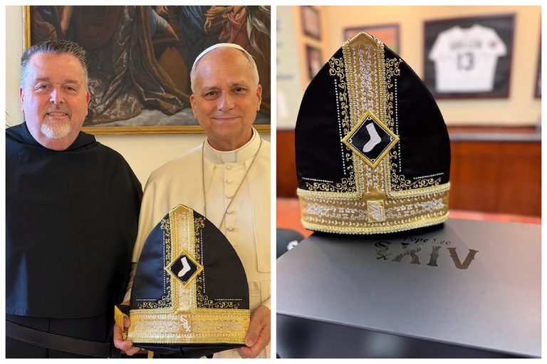Pope Leo Receives Custom White Sox ‘Pope Hat’ During South Side Visit